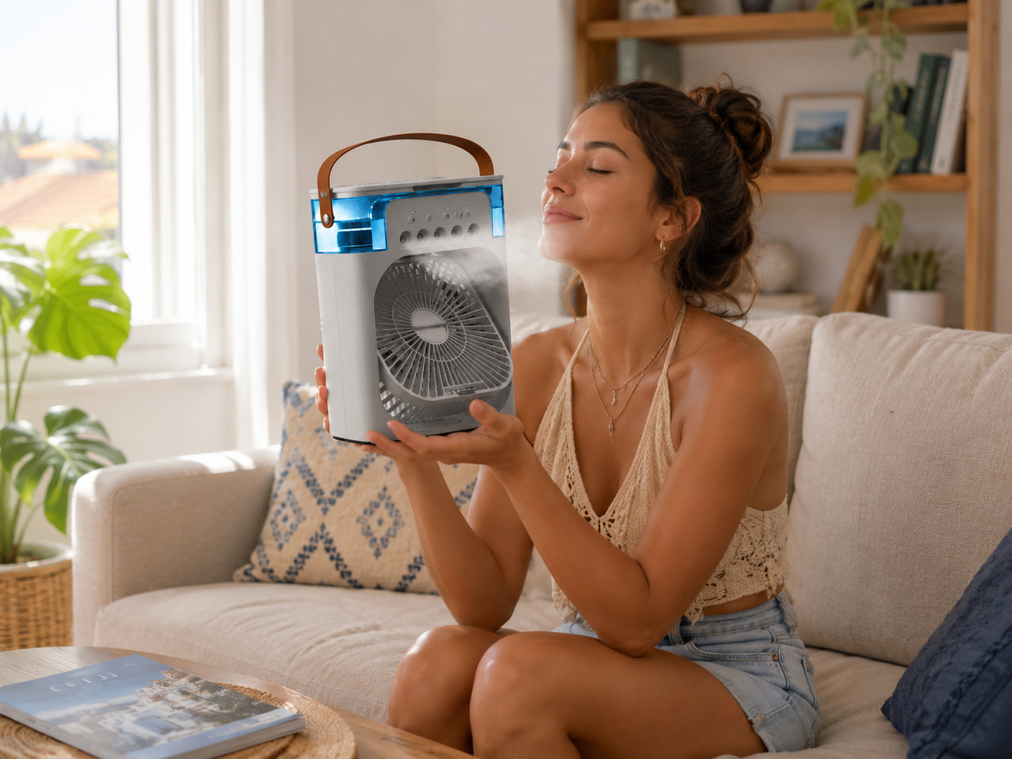 Ventilador Climatizador con pulverizador portátil