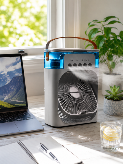 Ventilador Climatizador con pulverizador portátil