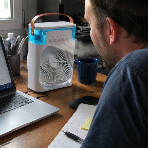 Ventilador Climatizador con pulverizador portátil